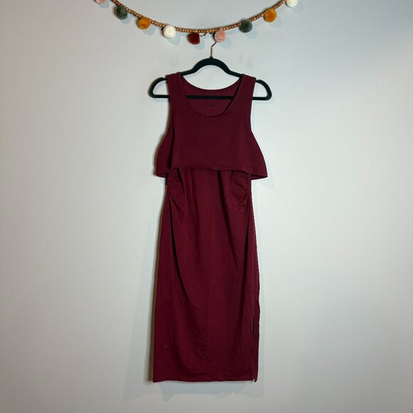 Pact burgundy maternity nursing sleeveless midi dress - Picture 1 of 4